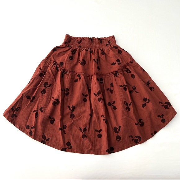 • Play Up Red Radish Print Skirt with Ruffle Details • - Picture 3 of 4